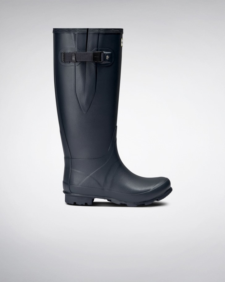 Hunter Norris Field Wide Fit Rain Boots Navy
