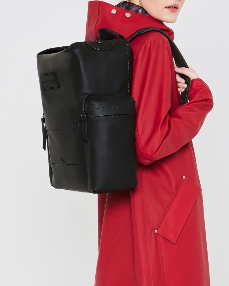 Hunter Top Clip Backpack - Rubberized Leather Black