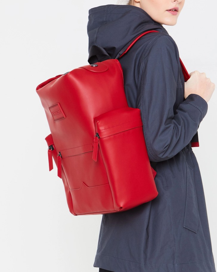 Hunter Top Clip Backpack - Rubberized Leather Military Red