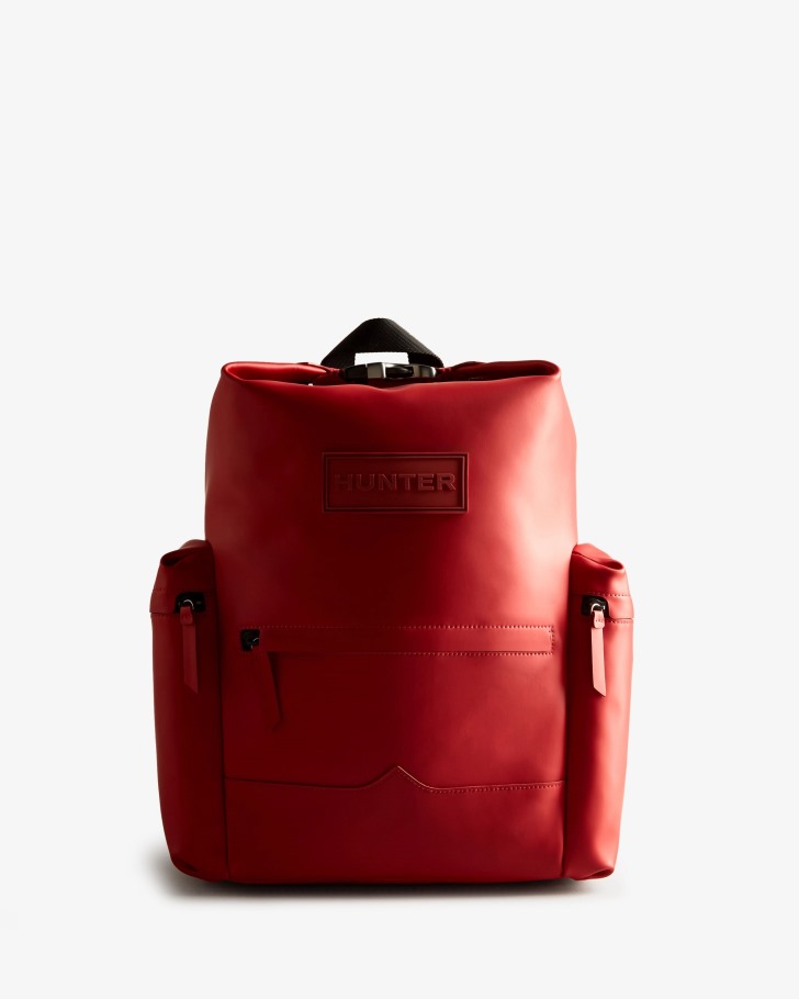 Hunter Top Clip Backpack - Rubberized Leather Military Red