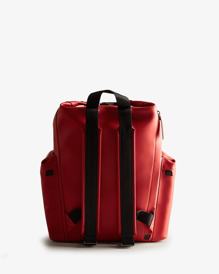 Hunter Top Clip Backpack - Rubberized Leather Military Red