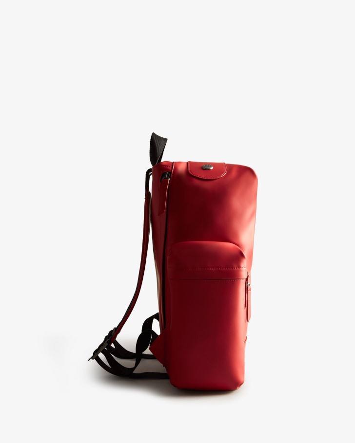 Hunter Top Clip Backpack - Rubberized Leather Military Red
