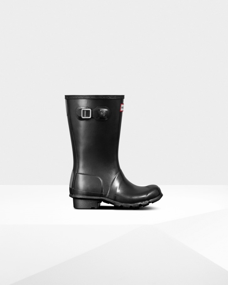 Hunter Big Kids (5-11 Years) Pearlized Rain Boots Black