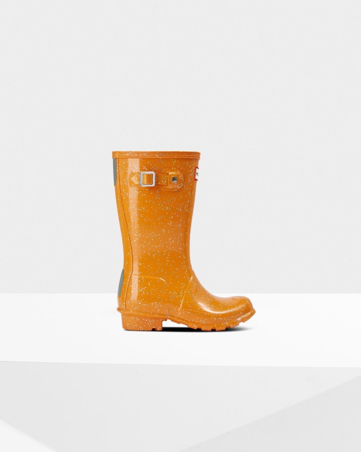 Hunter Big Kids (5-11 Years) Giant Glitter Rain Boots Amber Creek Orange