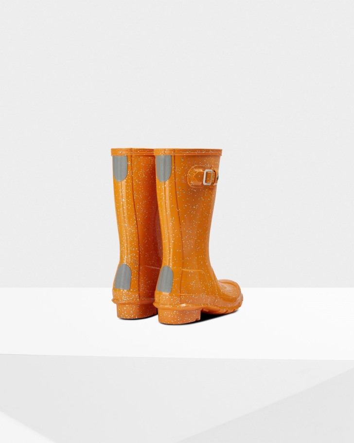Hunter Big Kids (5-11 Years) Giant Glitter Rain Boots Amber Creek Orange