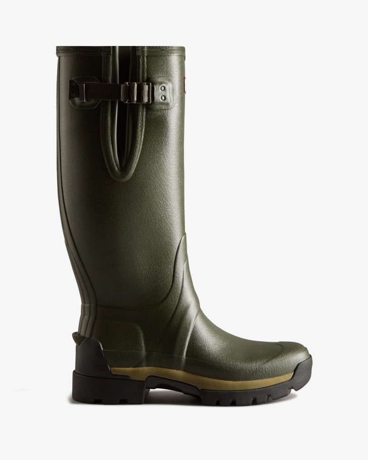 Hunter Men's Balmoral Adjustable 3mm Neoprene Rain Boots Dark Olive