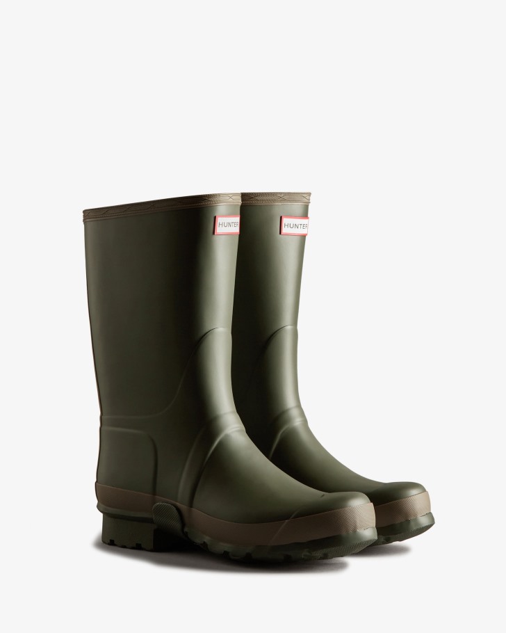 Hunter Men's Gardener Rain Boots Dark Olive-Clay