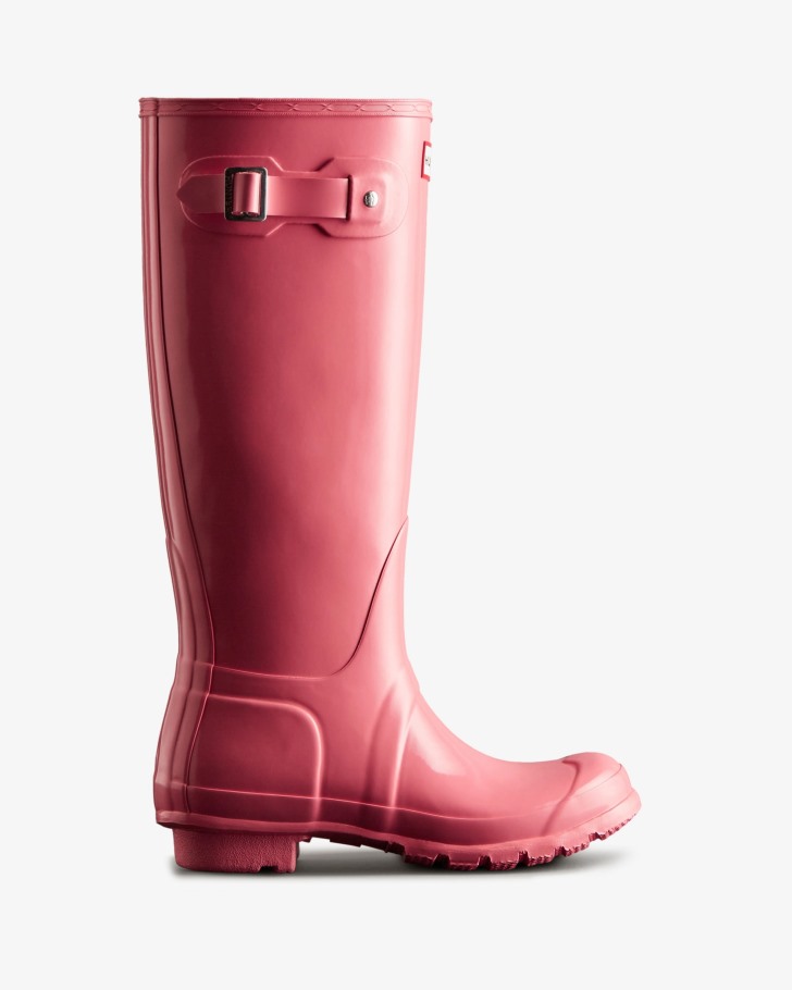 Hunter Women's Original Tall Gloss Rain Boots Pink Shiver