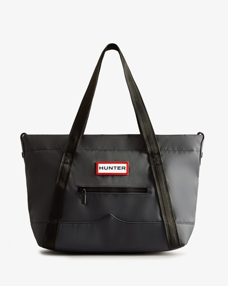 Hunter Nylon Medium Top Clip Tote Bag Navy