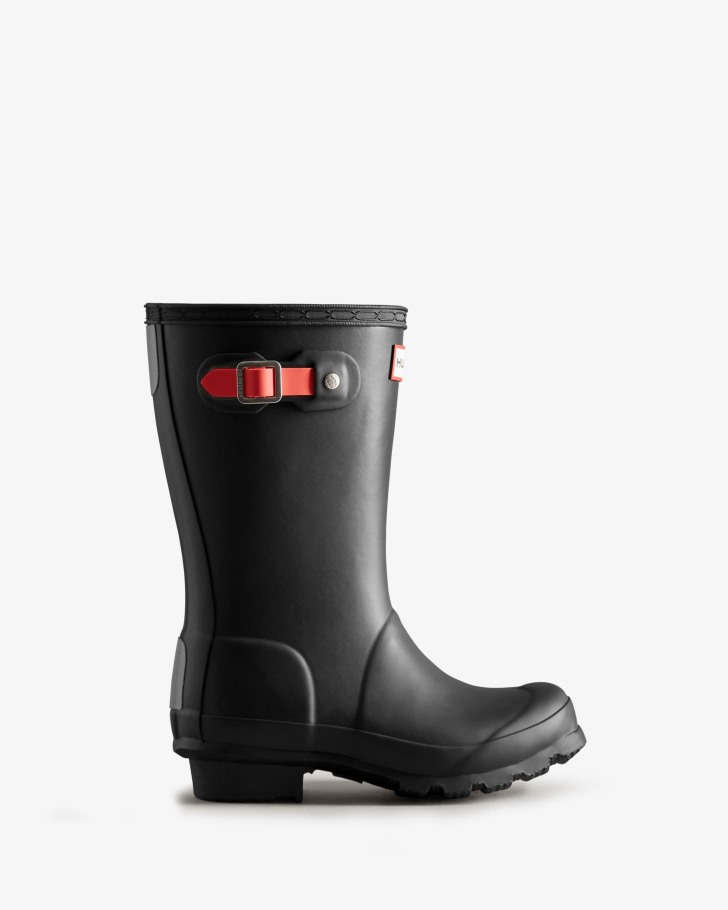 Hunter Big Kids (5-11 Years) Insulated Rain Boots Black-Logo Red