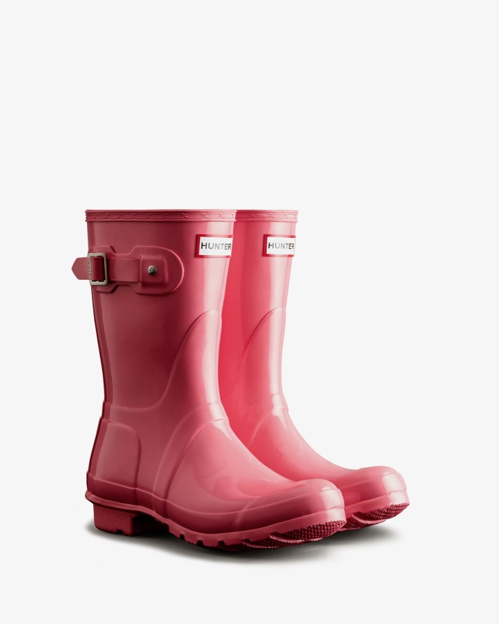 Hunter Women's Original Short Gloss Rain Boots Pink Shiver