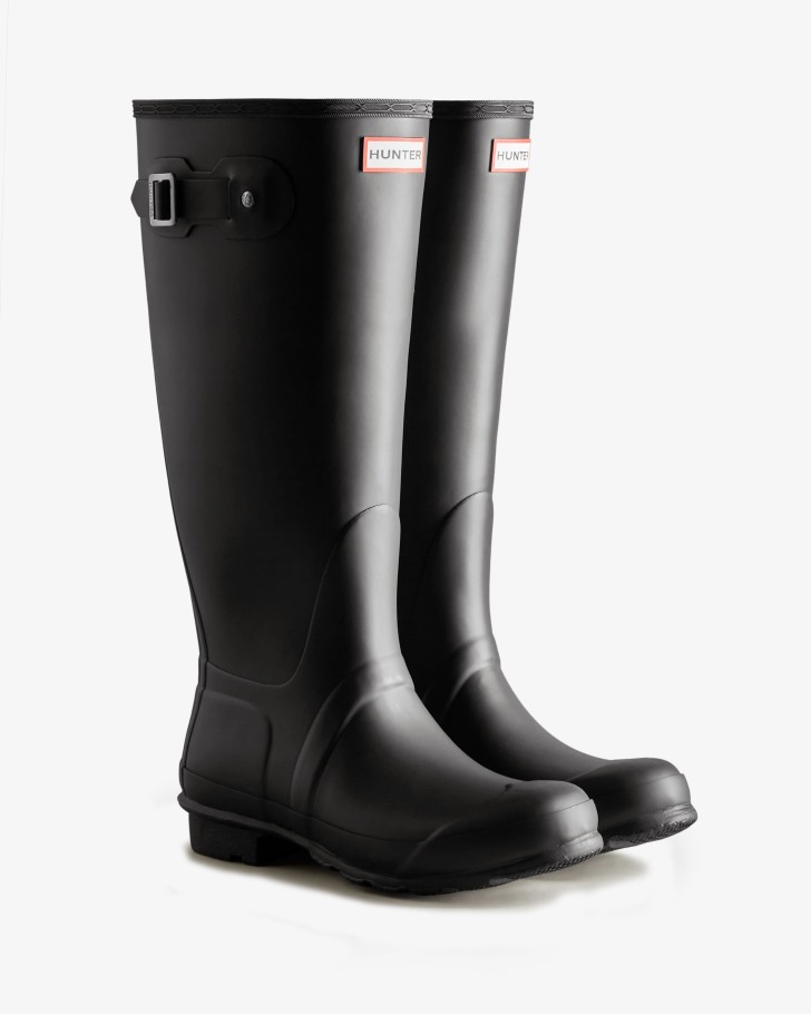 Hunter Women's Tall Wide Fit Rain Boots Black