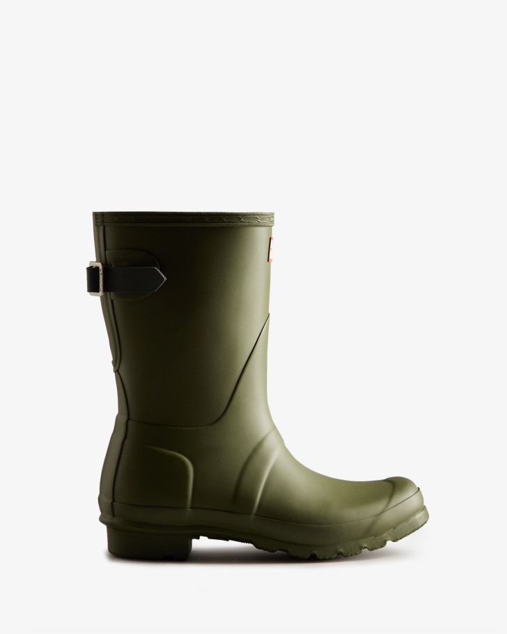 Hunter Women's Short Back Adjustable Rain Boots Ismarken Olive-Artic Moss Green