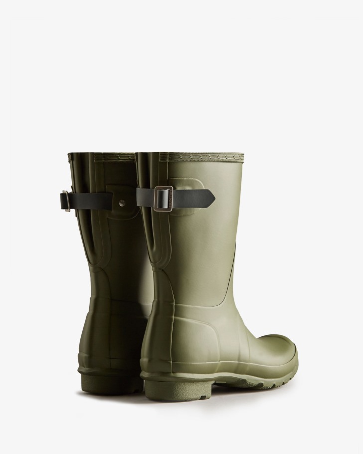 Hunter Women's Short Back Adjustable Rain Boots Ismarken Olive-Artic Moss Green