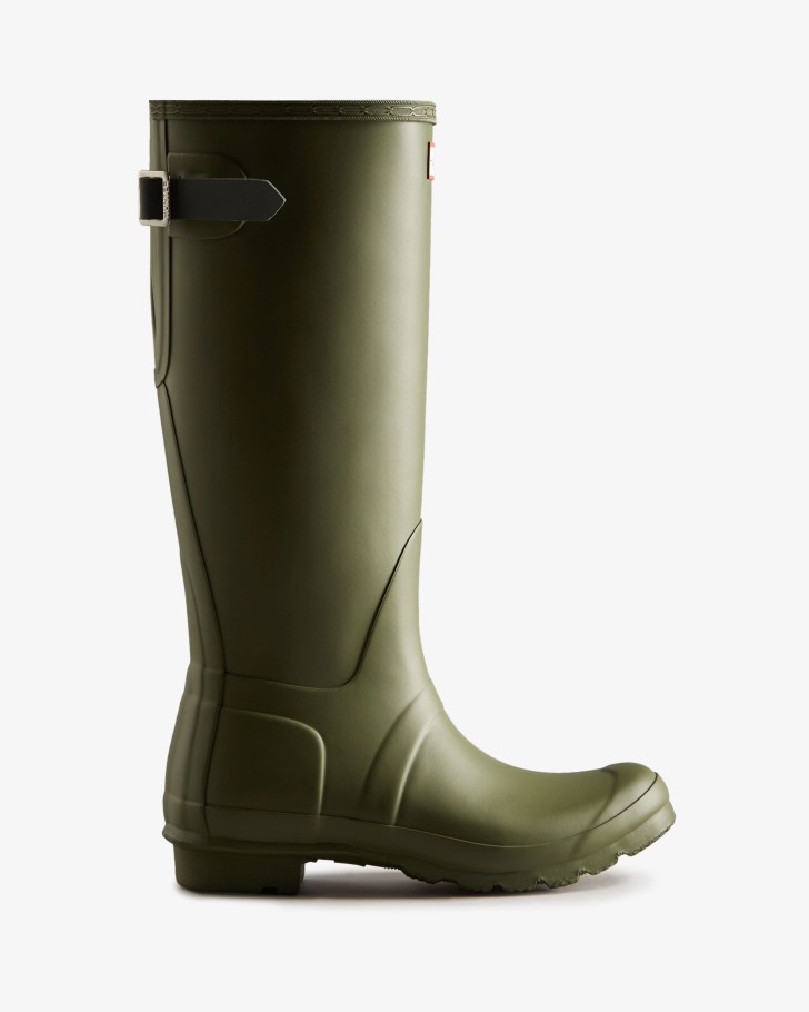 Hunter Women's Tall Back Adjustable Rain Boots Ismarken Olive-Artic Moss Green