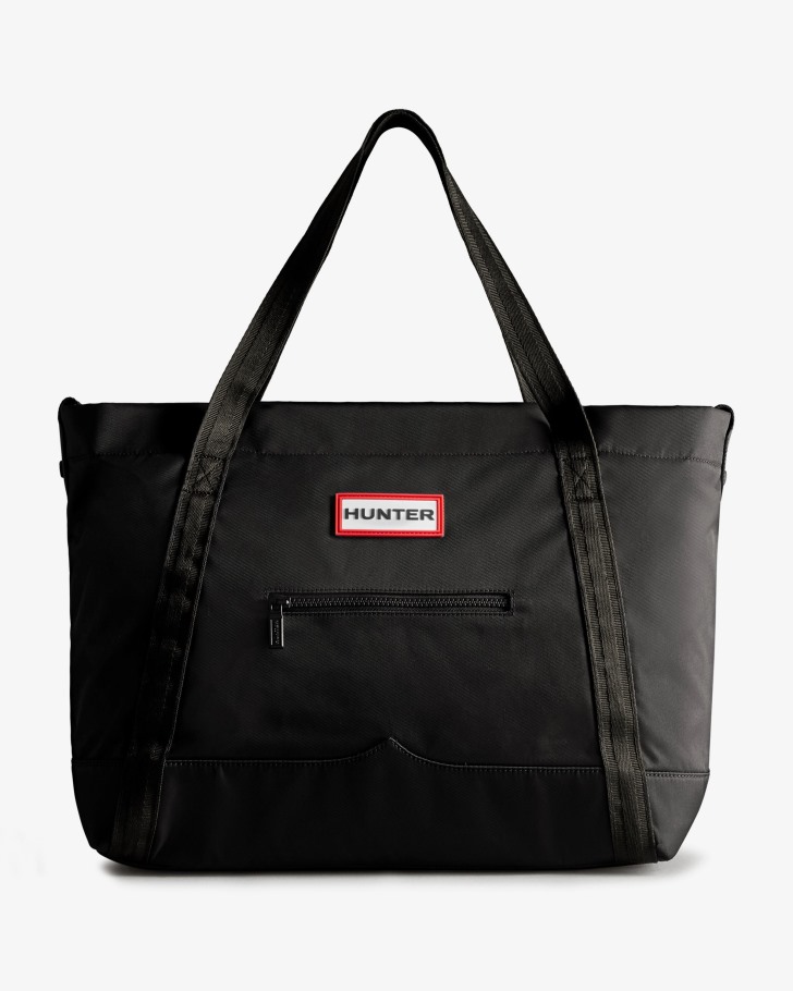 Hunter Nylon Large Top Clip Tote Bag Black