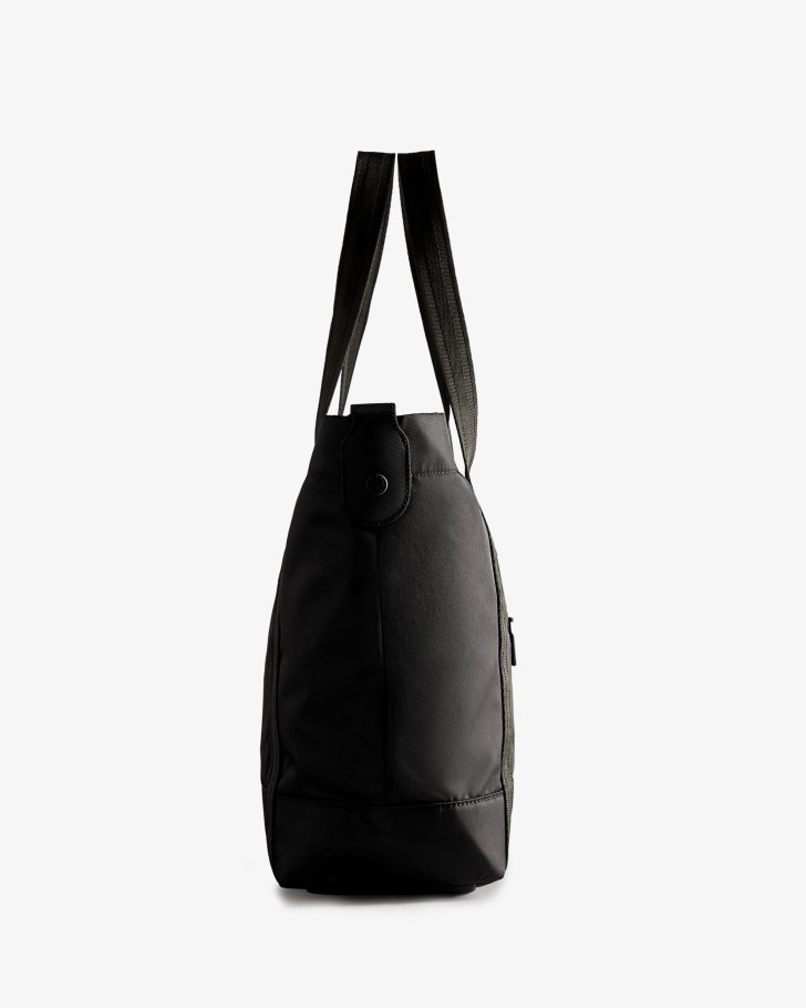 Hunter Nylon Large Top Clip Tote Bag Black