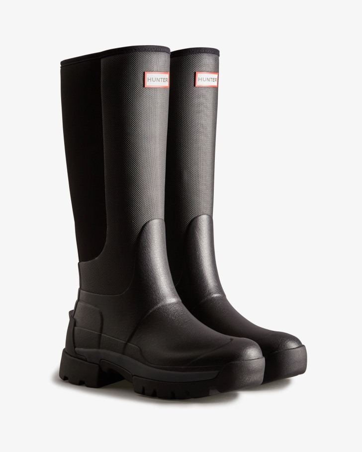 Hunter Women's Balmoral Field Hybrid Tall Rain Boots Black