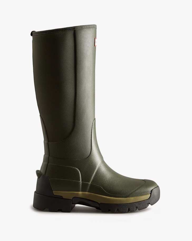 Hunter Women's Balmoral Field Hybrid Tall Rain Boots Dark Olive