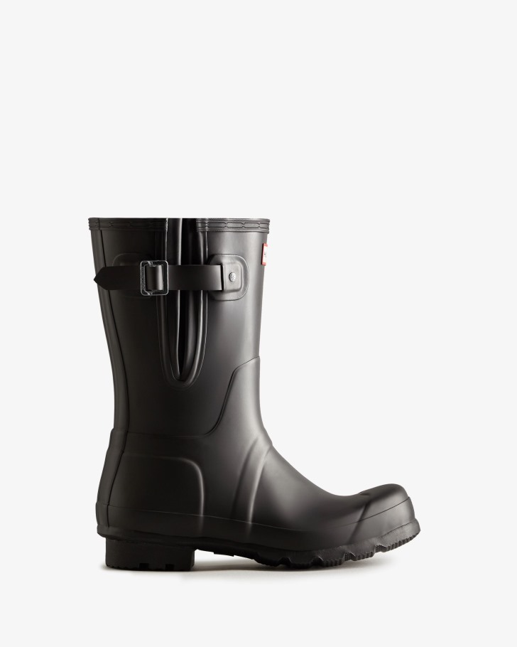 Hunter Men's Short Side Adjustable Rain Boots Black