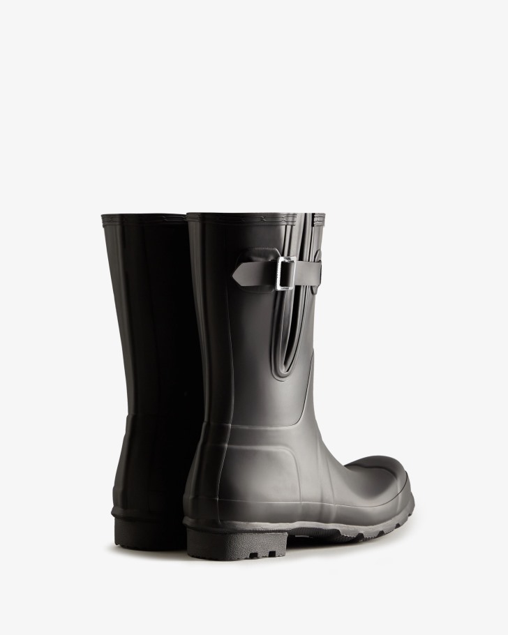Hunter Men's Short Side Adjustable Rain Boots Black