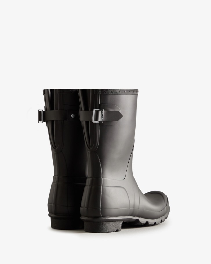 Hunter Women's Short Back Adjustable Rain Boots Black