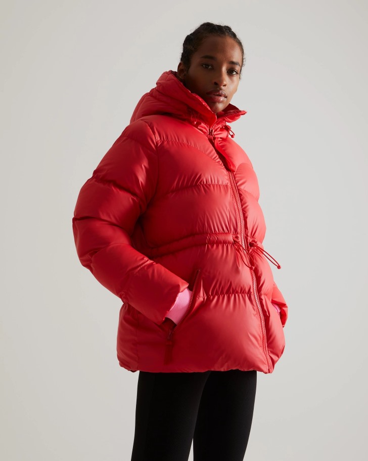 Hunter Women's Insulated Rubberized A-Line Puffer Jacket Red Chill