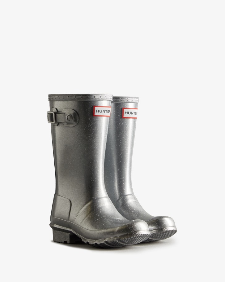 Hunter Big Kids (5-11 Years) Cosmic Rain Boots Silver