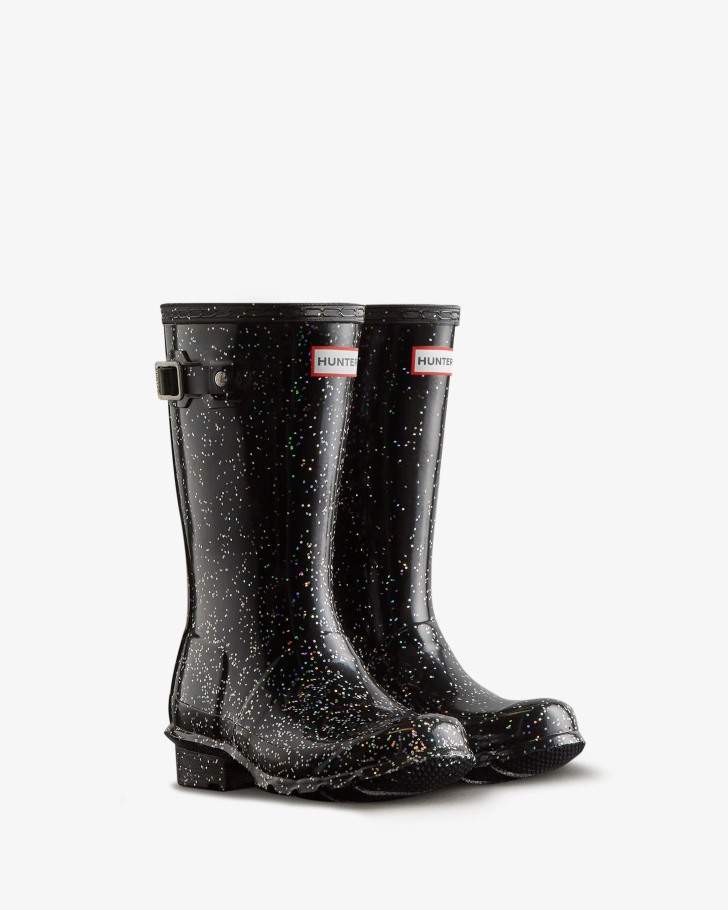 Hunter Big Kids (5-11 Years) Giant Glitter Rain Boots Black