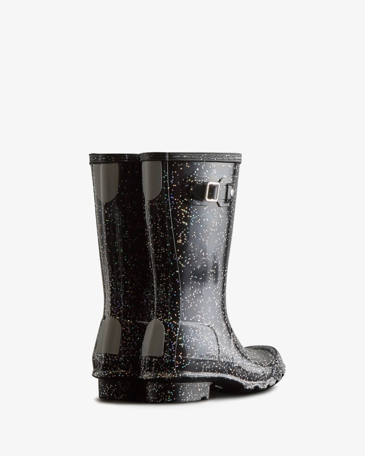 Hunter Big Kids (5-11 Years) Giant Glitter Rain Boots Black