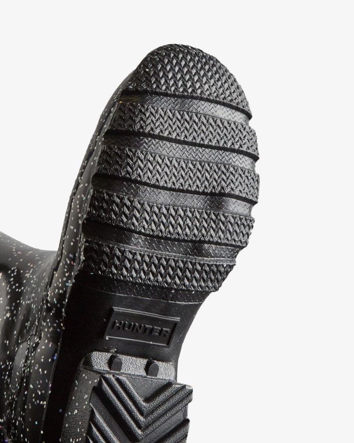 Hunter Big Kids (5-11 Years) Giant Glitter Rain Boots Black