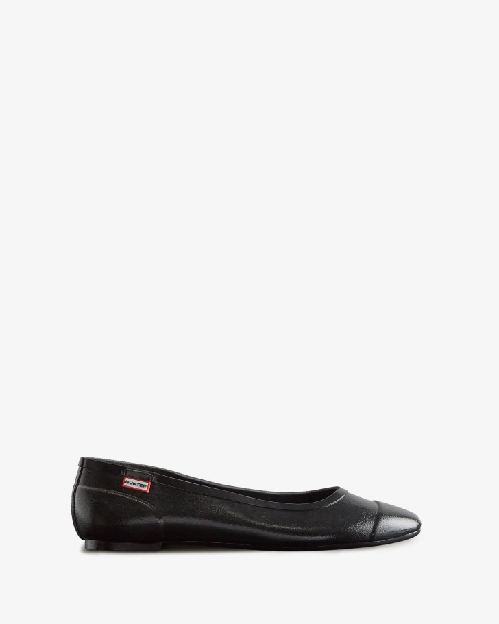 Hunter Women's Tour Gloss Ballerina Flats Black