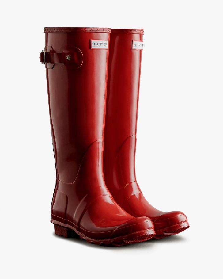 Hunter Women's Original Tall Gloss Rain Boots Military Red