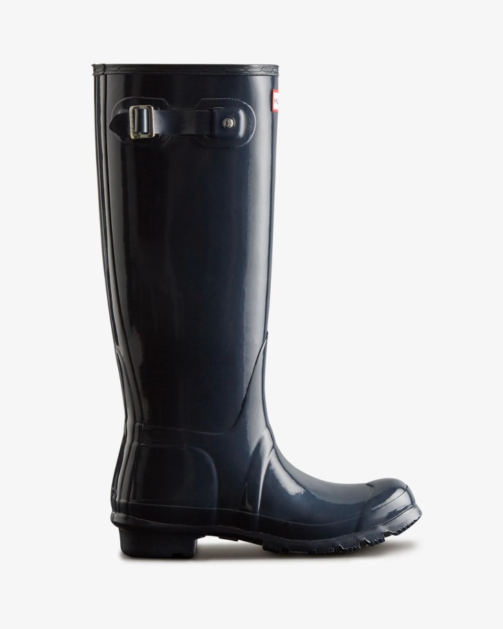 Hunter Women's Original Tall Gloss Rain Boots Navy