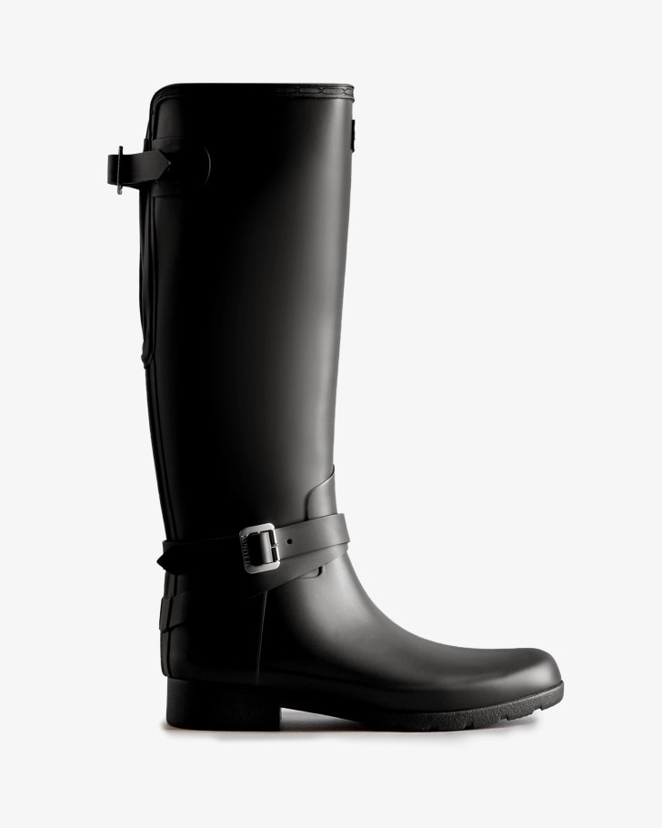 Hunter Women's Refined Slim Fit Adjustable Tall Rain Boots Black