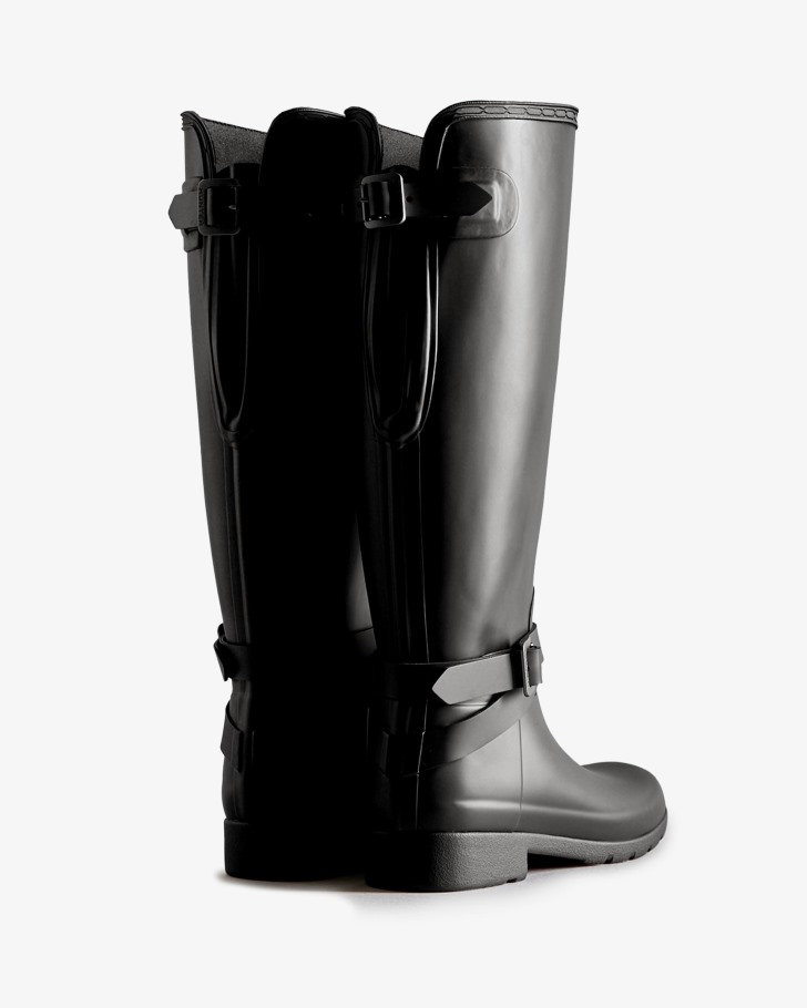 Hunter Women's Refined Slim Fit Adjustable Tall Rain Boots Black