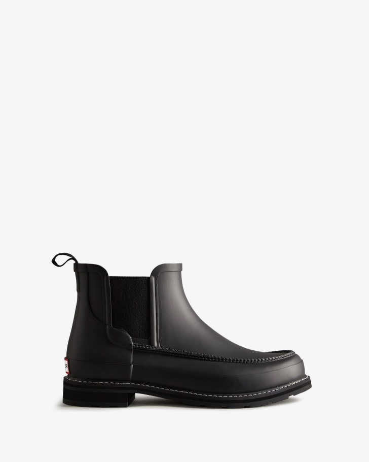 Hunter Men's Refined Moc Toe Chelsea Boots Black-Black