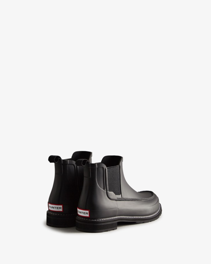 Hunter Men's Refined Moc Toe Chelsea Boots Black-Black