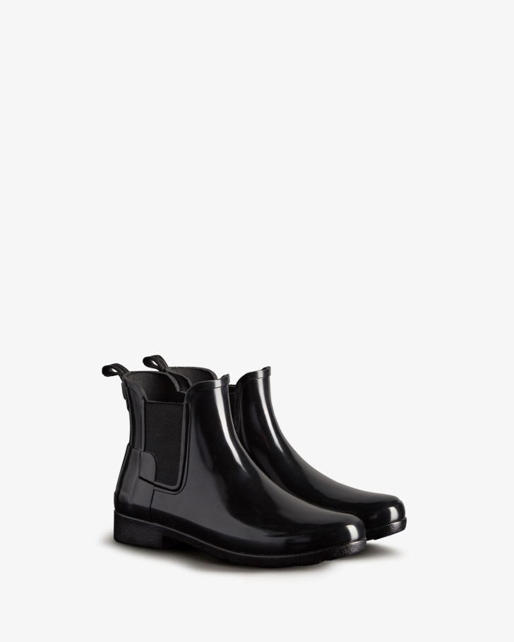 Hunter Women's Refined Gloss Slim Fit Chelsea Boot Black