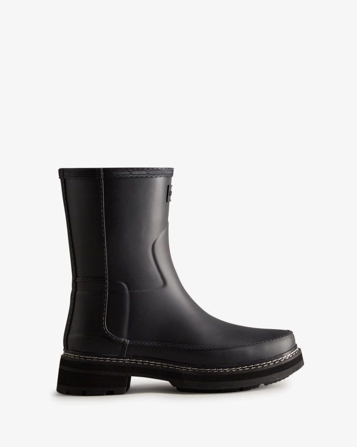 Hunter Women's Refined Stitch Detail Short Rain Boots Black