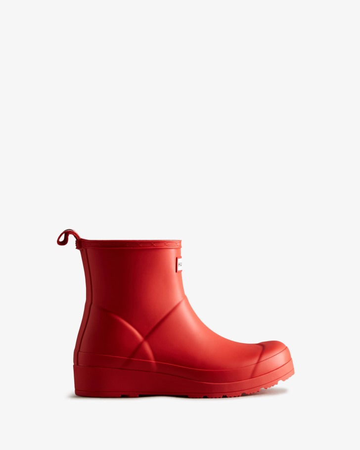 Hunter Women's Play Short Rain Boots Logo Red