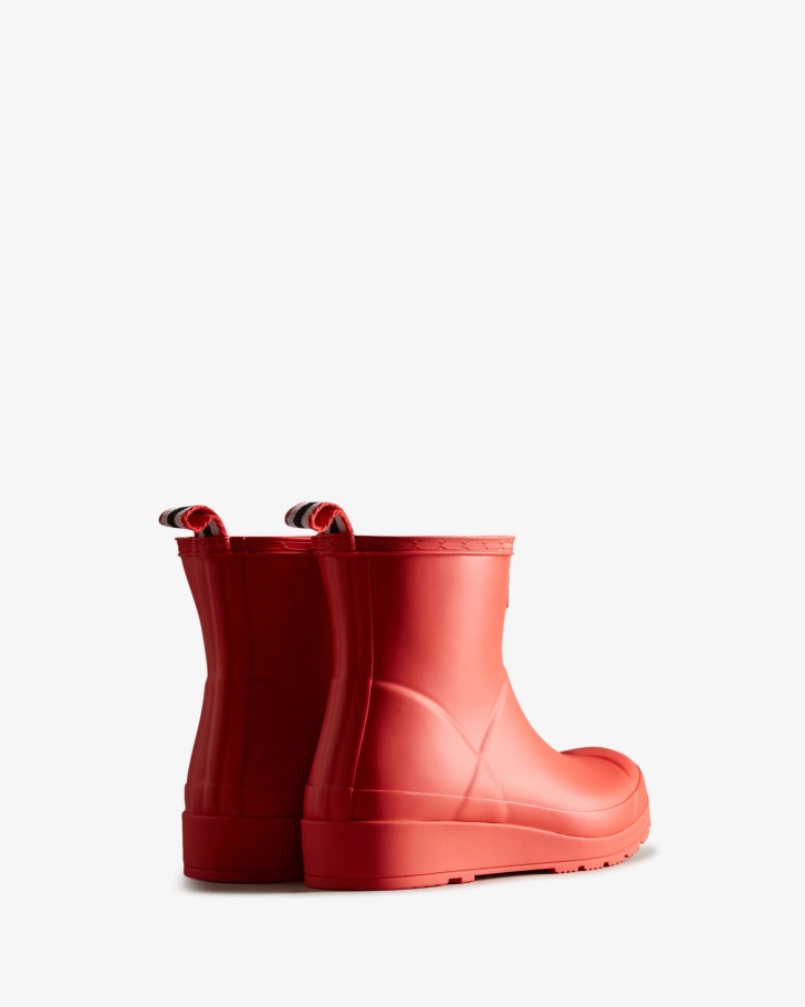 Hunter Women's Play Short Rain Boots Logo Red