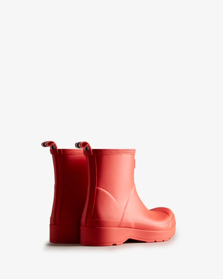 Hunter Men's Play Short Rain Boots Logo Red