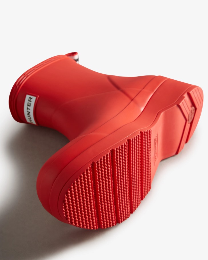 Hunter Men's Play Short Rain Boots Logo Red