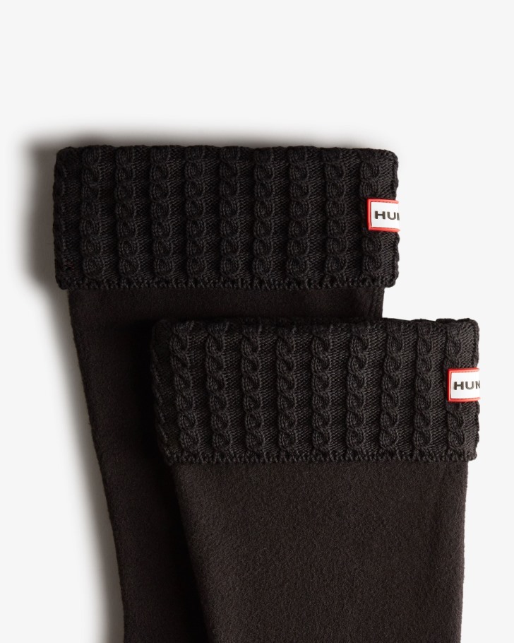 Hunter Recycled Mini Cable Knitted Cuff Tall Boot Socks