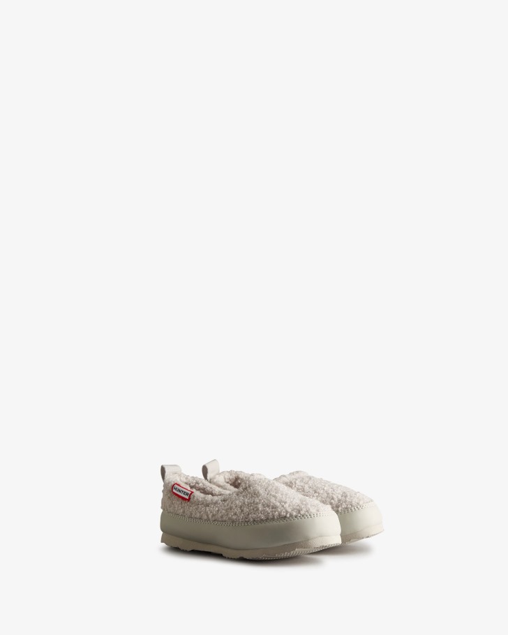 Hunter Little Kids (18 Months-8 Years) Insulated Vegan Shearling Slipper Shoe Frosted Grey
