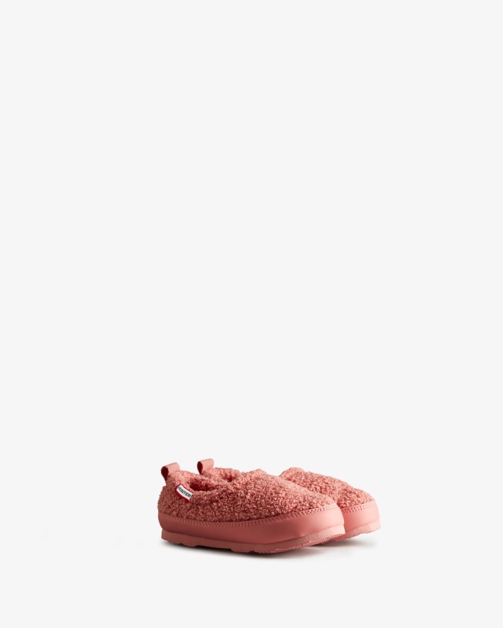 Hunter Little Kids (18 Months-8 Years) Insulated Vegan Shearling Slipper Shoe Hibiscus Pink