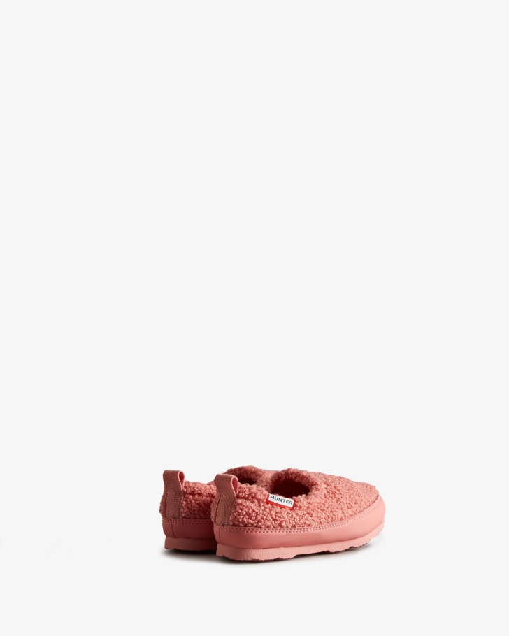 Hunter Little Kids (18 Months-8 Years) Insulated Vegan Shearling Slipper Shoe Hibiscus Pink