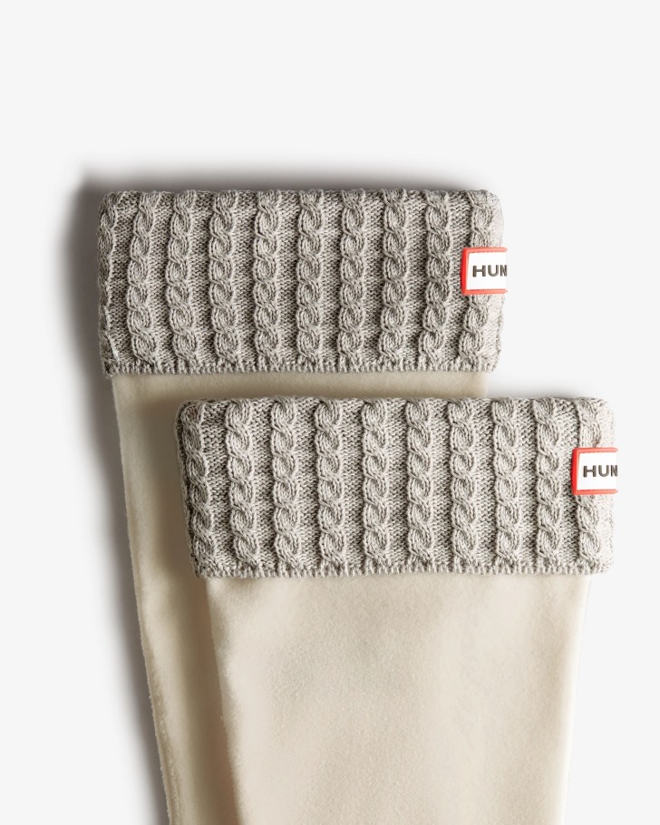 Recycled Mini Cable Knitted Cuff Tall Boot Hunter Socks