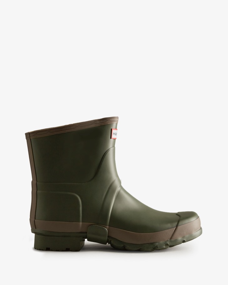 Hunter Men's Gardener Short Rain Boots Dark Olive-Clay